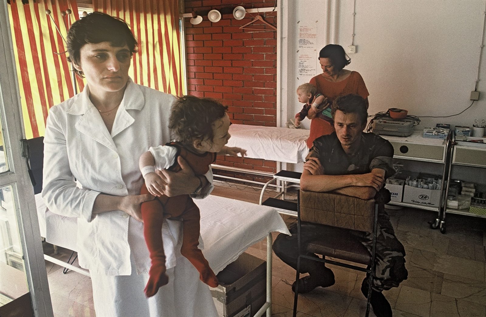 Serb authority forced the surrender of 9 children. A Croatian soldier (probably HVO) sits helplessly crying in the Serbian infirmary. Bosnia and Herzegovina, Sarajevo 02.08.1992