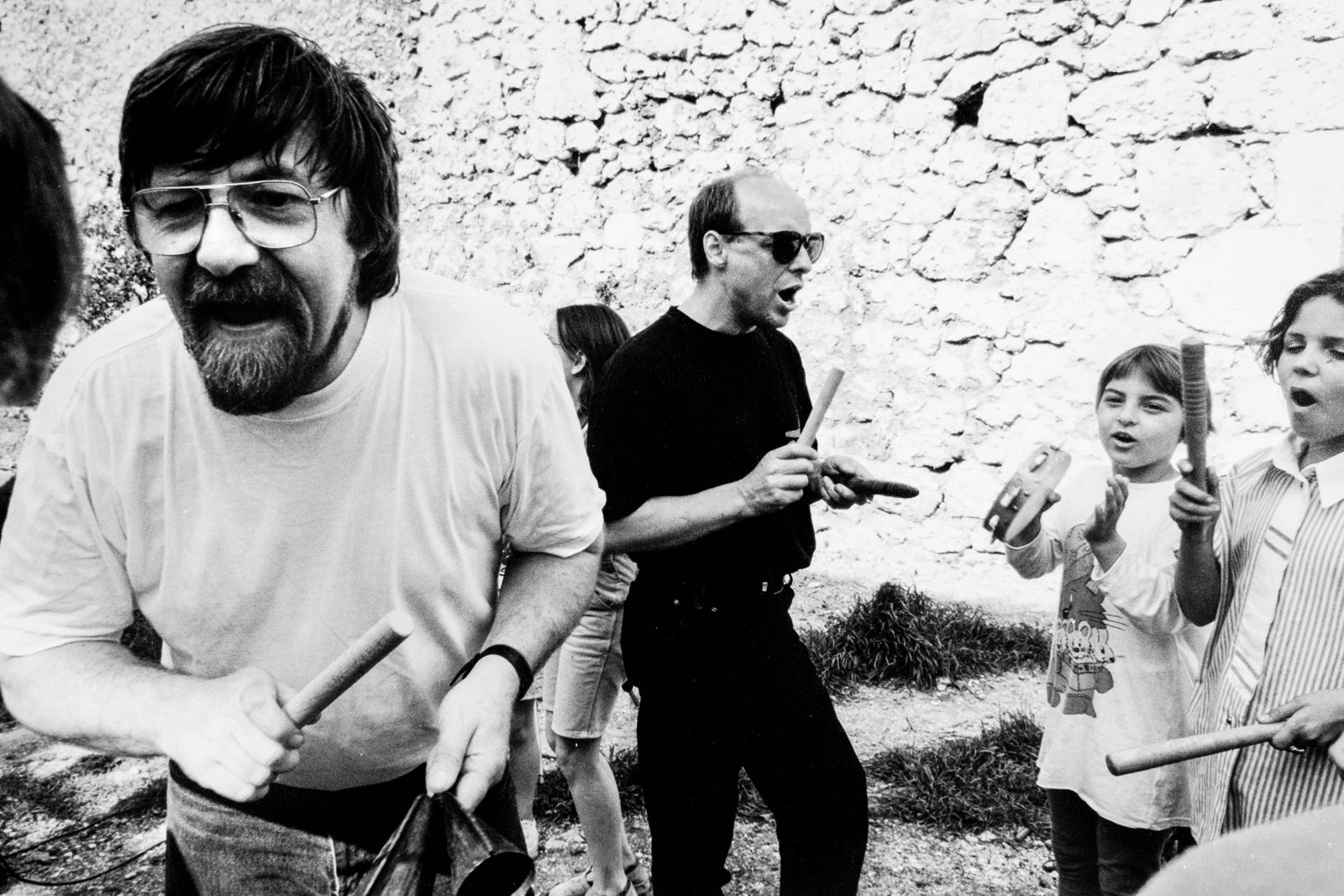 Professor Nigel Osborne and Brian Eno leading music workshops in the Pavarotti centre before building work began.Music therapy projects run by Warchild in Mostar, Bosnia.Warchild projects in Mostar and Sarajevo, in Bosnian Wars, 1994-1995