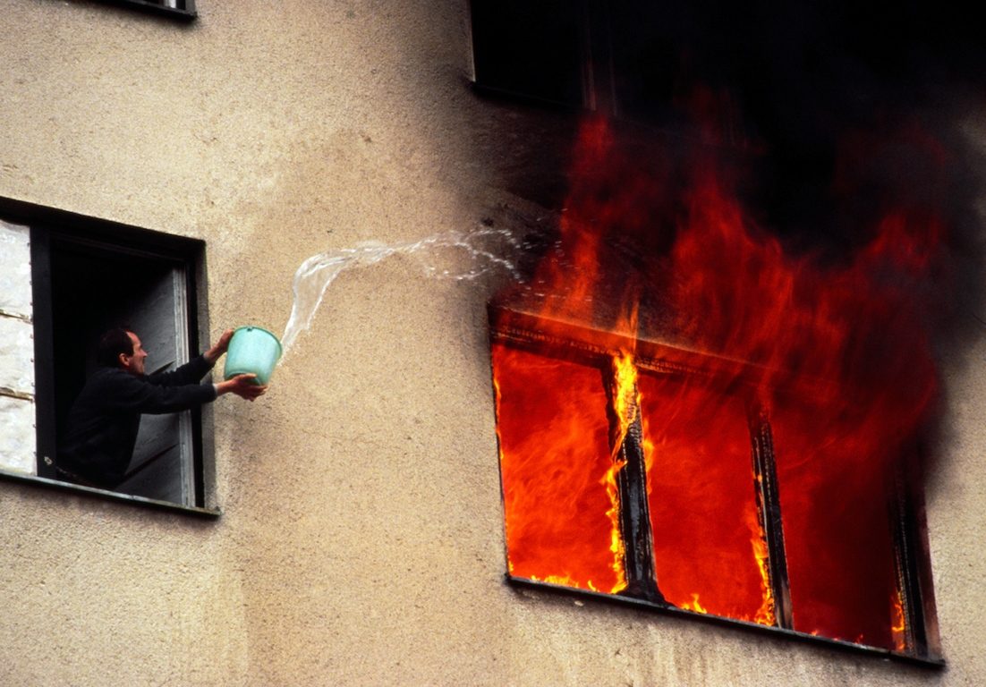 Last day of war in Grbavica. A mixed family apartment set on fire by neighbors. At that time I was living in this flat. Living with people has always been my way of understanding war. Sarajevo, Bosnia and Herzegovina, 18 March 1996