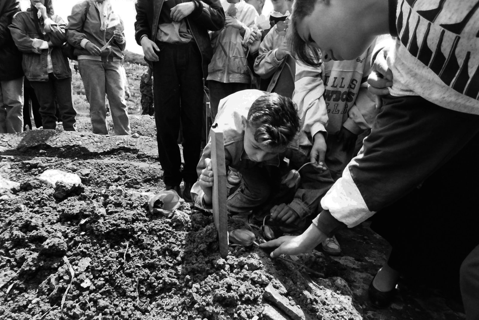 Funeral of a sixteen year old Amel Hodzic who was killed by a Serb sniper while playing tennis with his friend. 6 May 1995, Martyrs' Cemetery Kovači - Sarajevo, Bosnia and Herzegovina