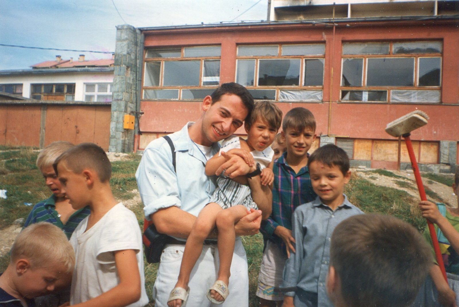 Maurizio Avogadri Ramakavya with refugee kids