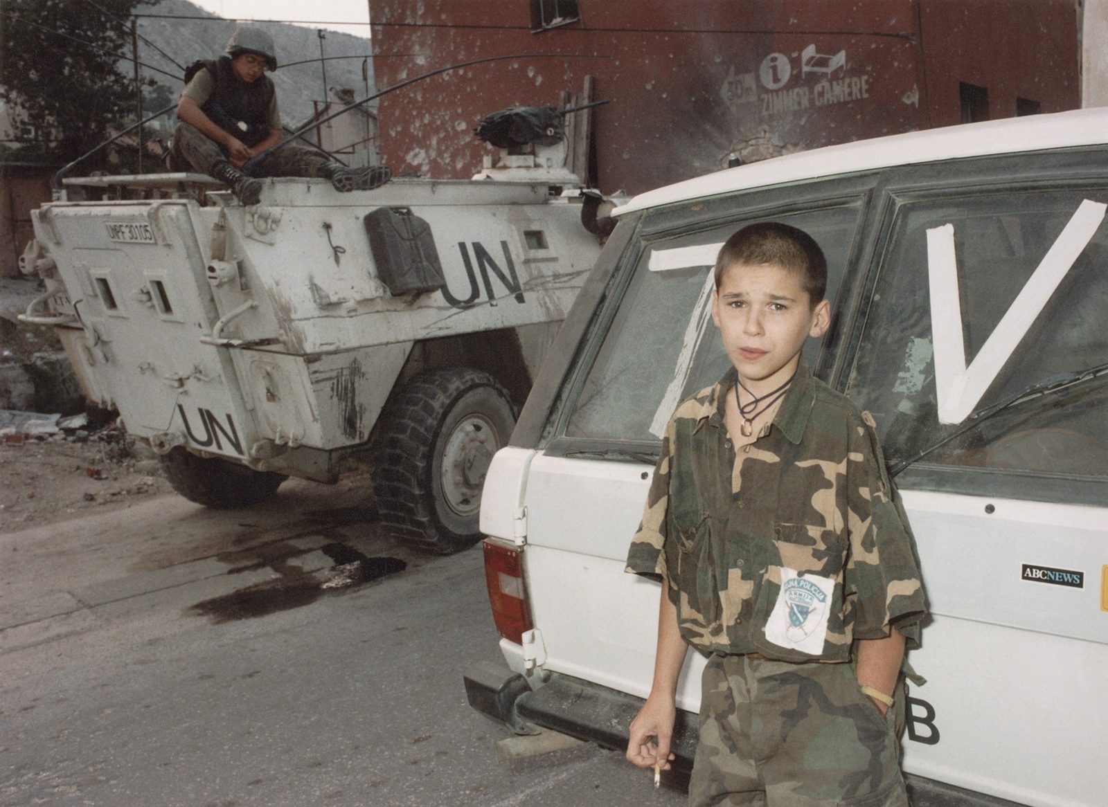 Militärpolizist, Ost-Mostar, September 1993, Bosnien-Herzegowina# Military policeman, East Mostar, September 1993, Bosnia-Herzegovina