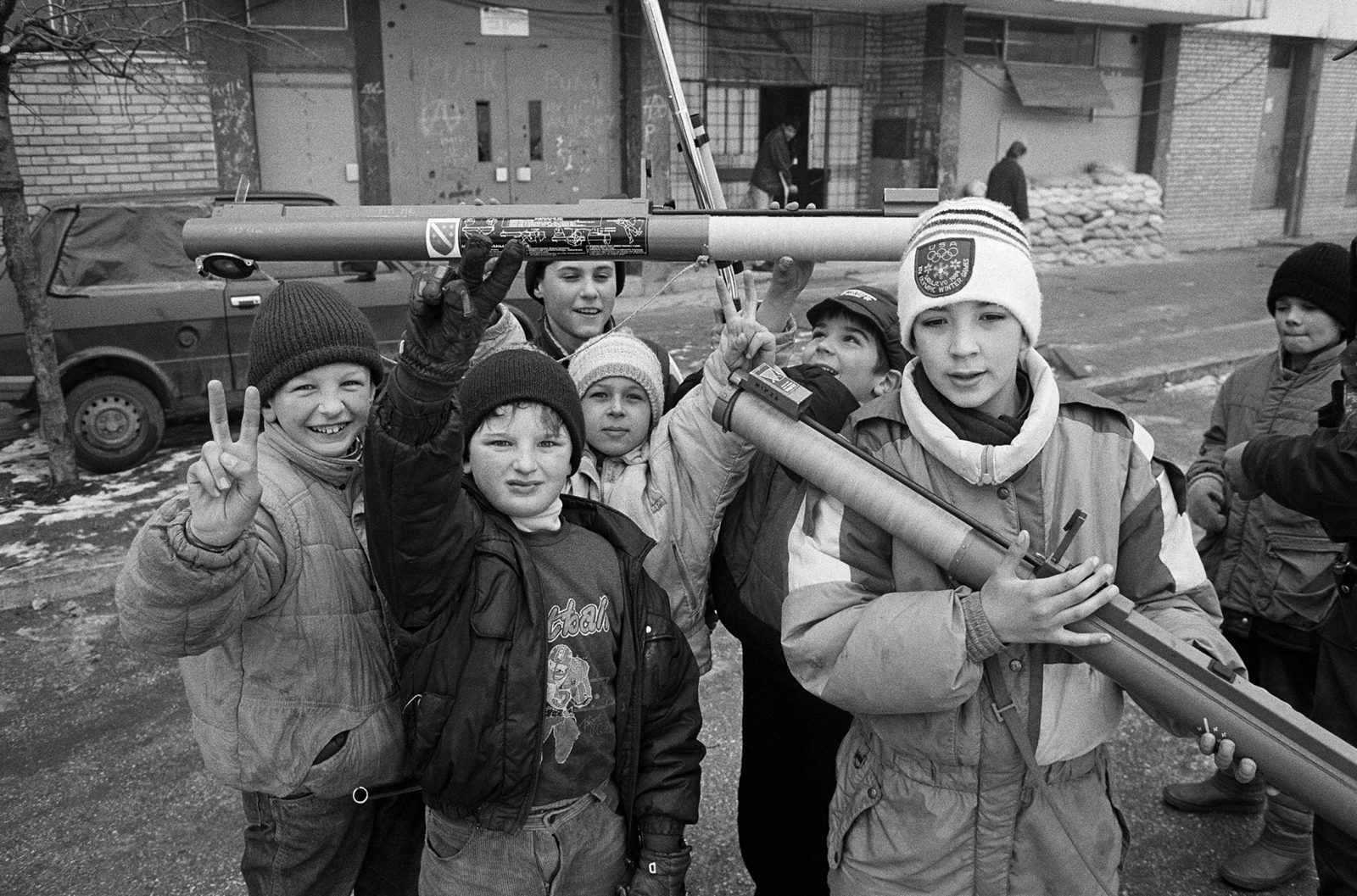 Kids play war during the war, January 1993, Dobrinja - Sarajevo.